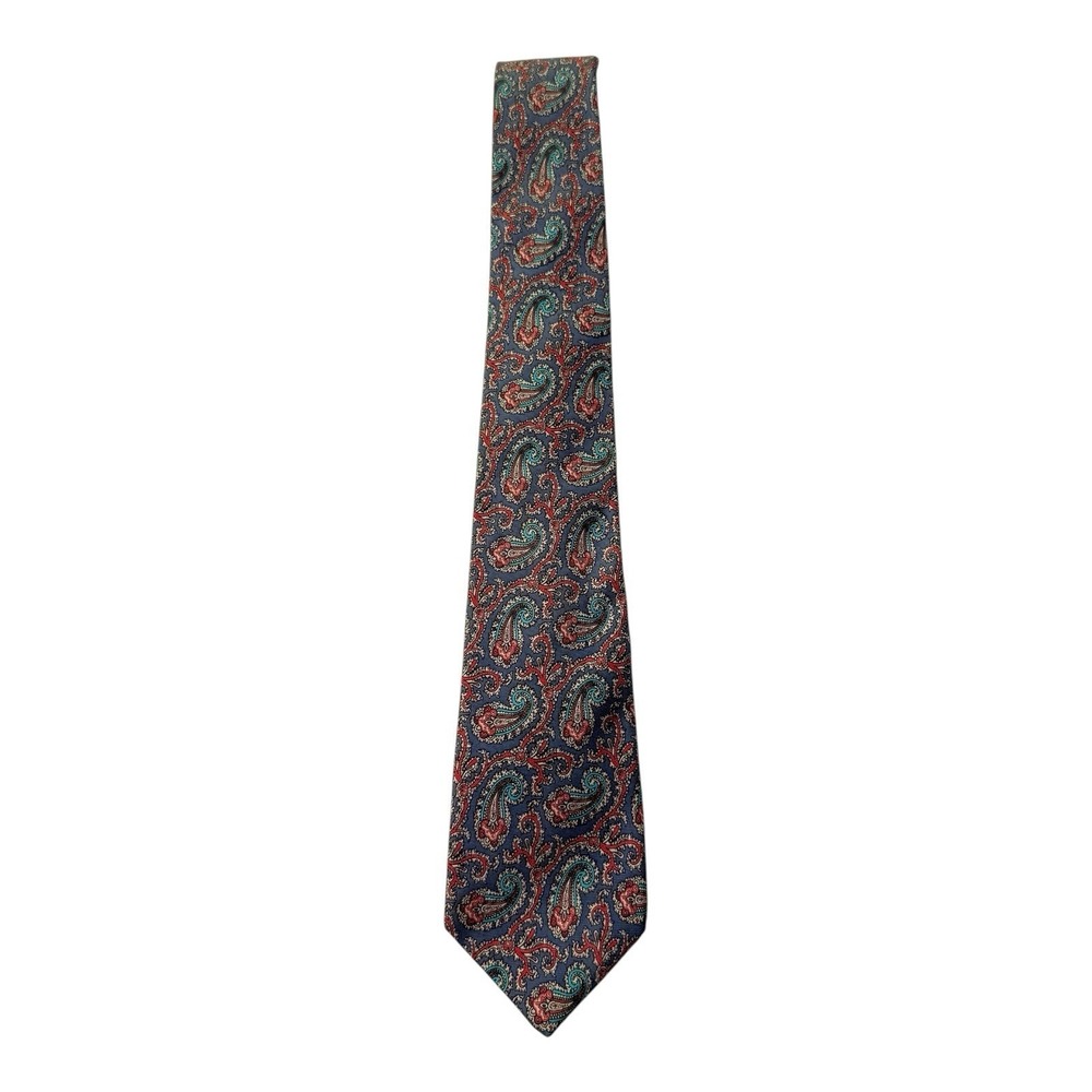 Phillipe Perriet Paisley Silk Tie Blue Red Teal Paris Milan New York Necktie
